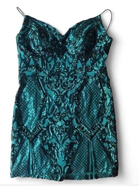 B. Smart Emerald Green Sequin Mini Dress - Size 15